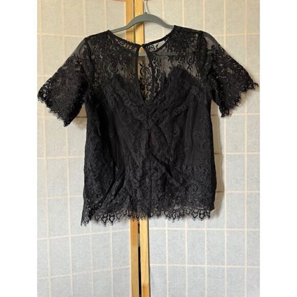 LULUS women’s black pure genius sheer lace top - Picture 2 of 8